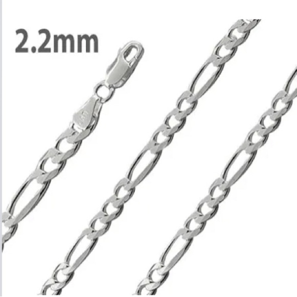 20”- 26” 2.2mm Solid 925 Sterling silver Figaro chain brand new